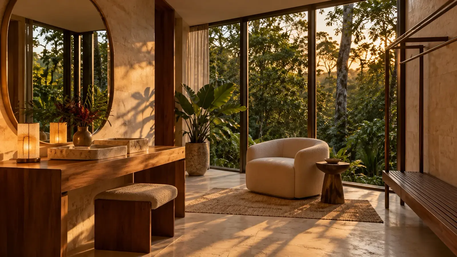 Espaço de preparação com vista para a mata, imagem ilustrativa